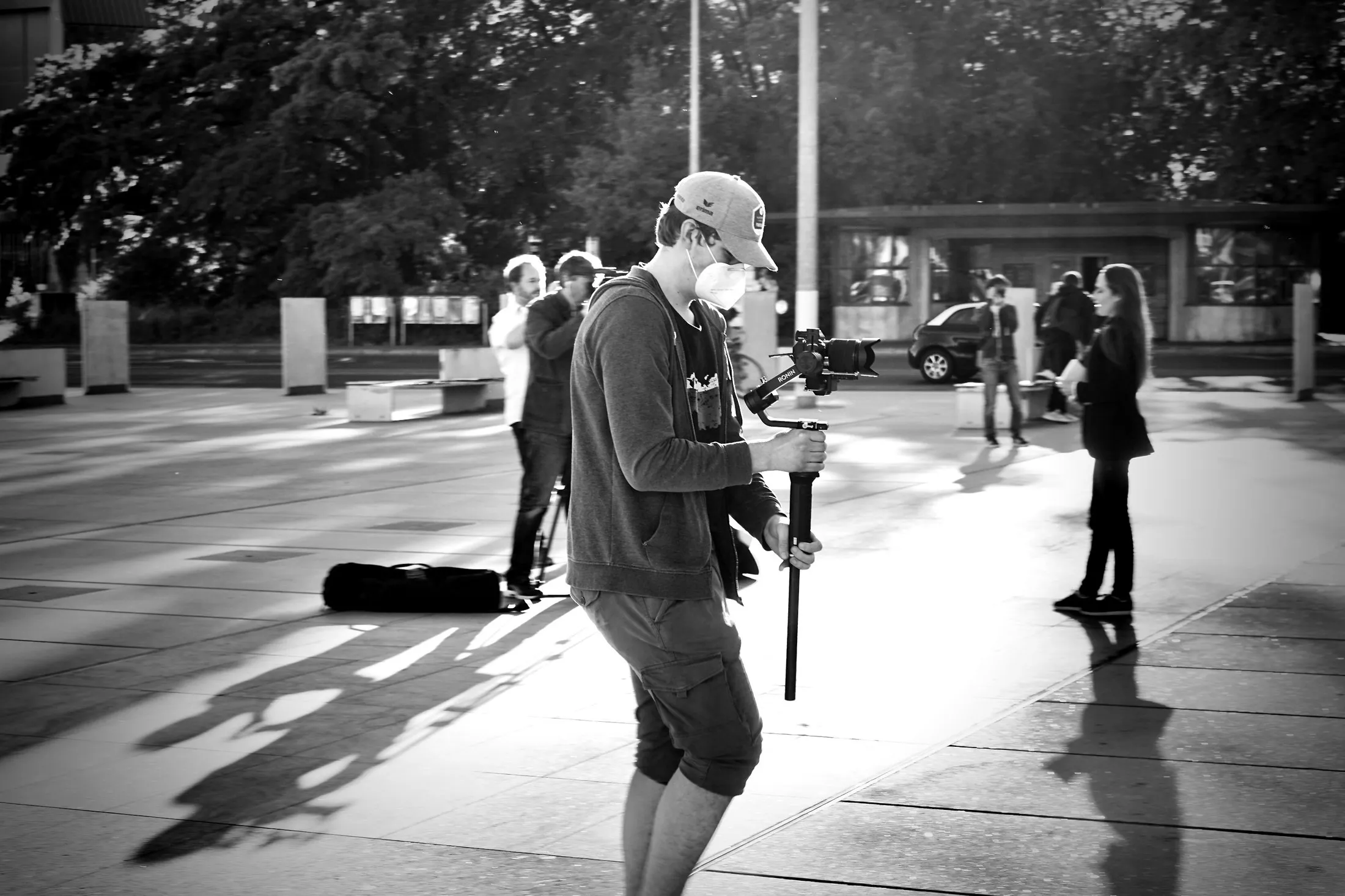Outdoor street shoot, black and white photo