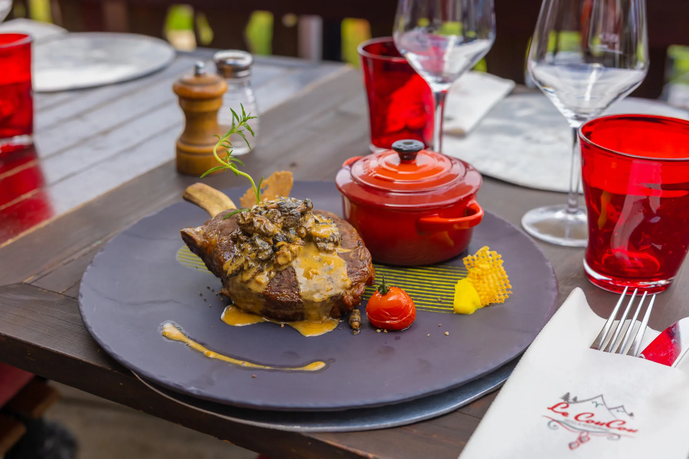 Plated dish on a restaurant table