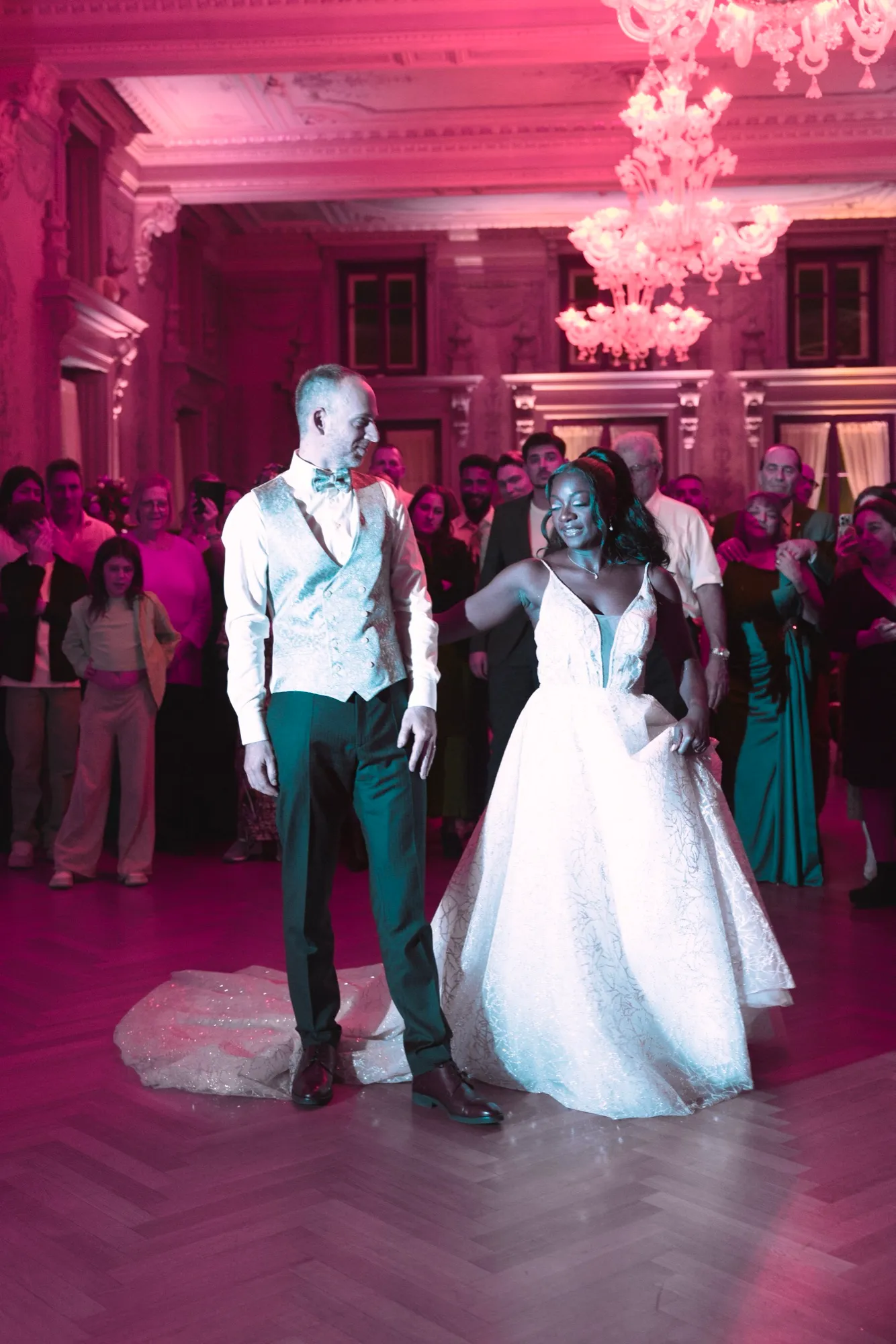 The first dance under pink lights