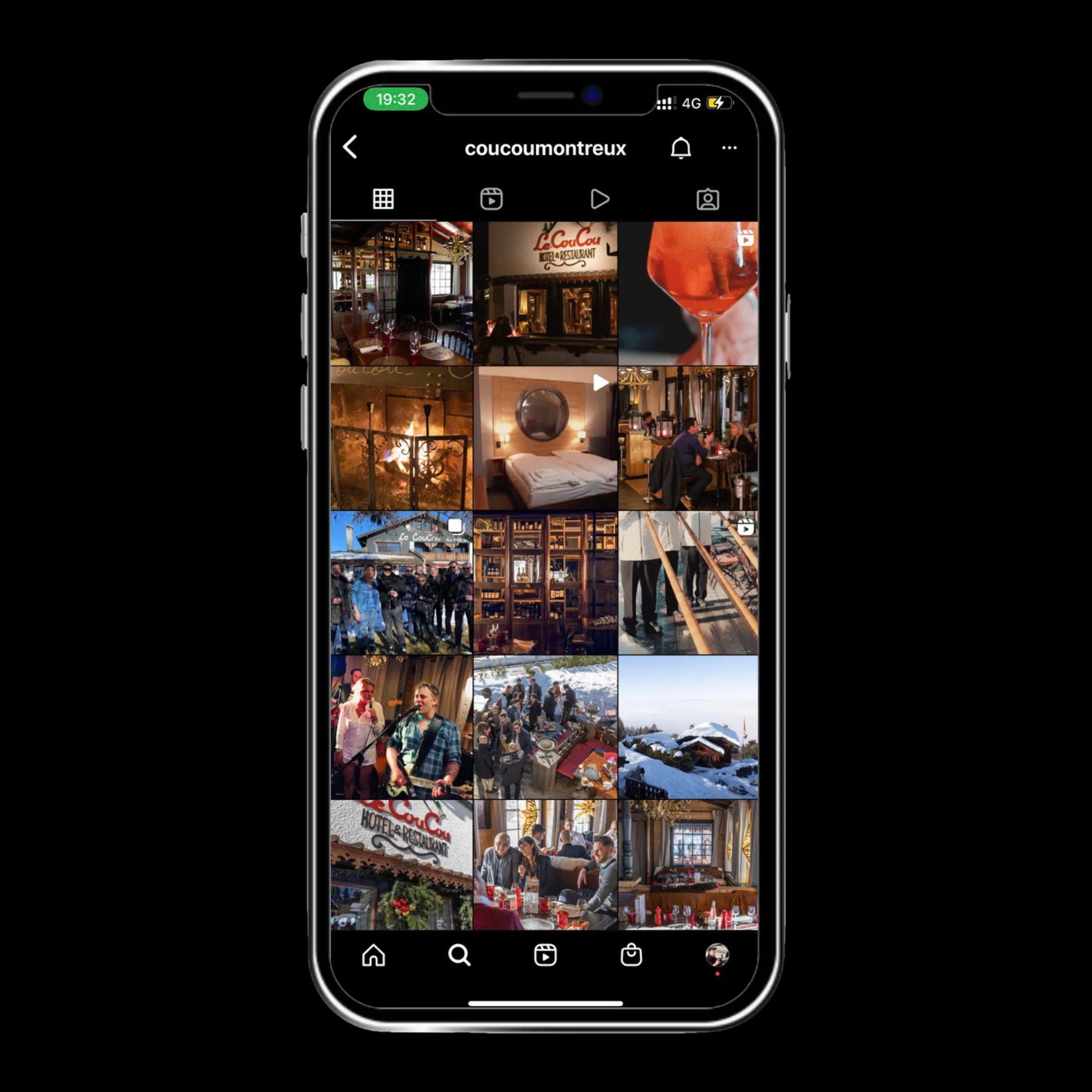 A restaurant’s Instagram grid shown on a phone