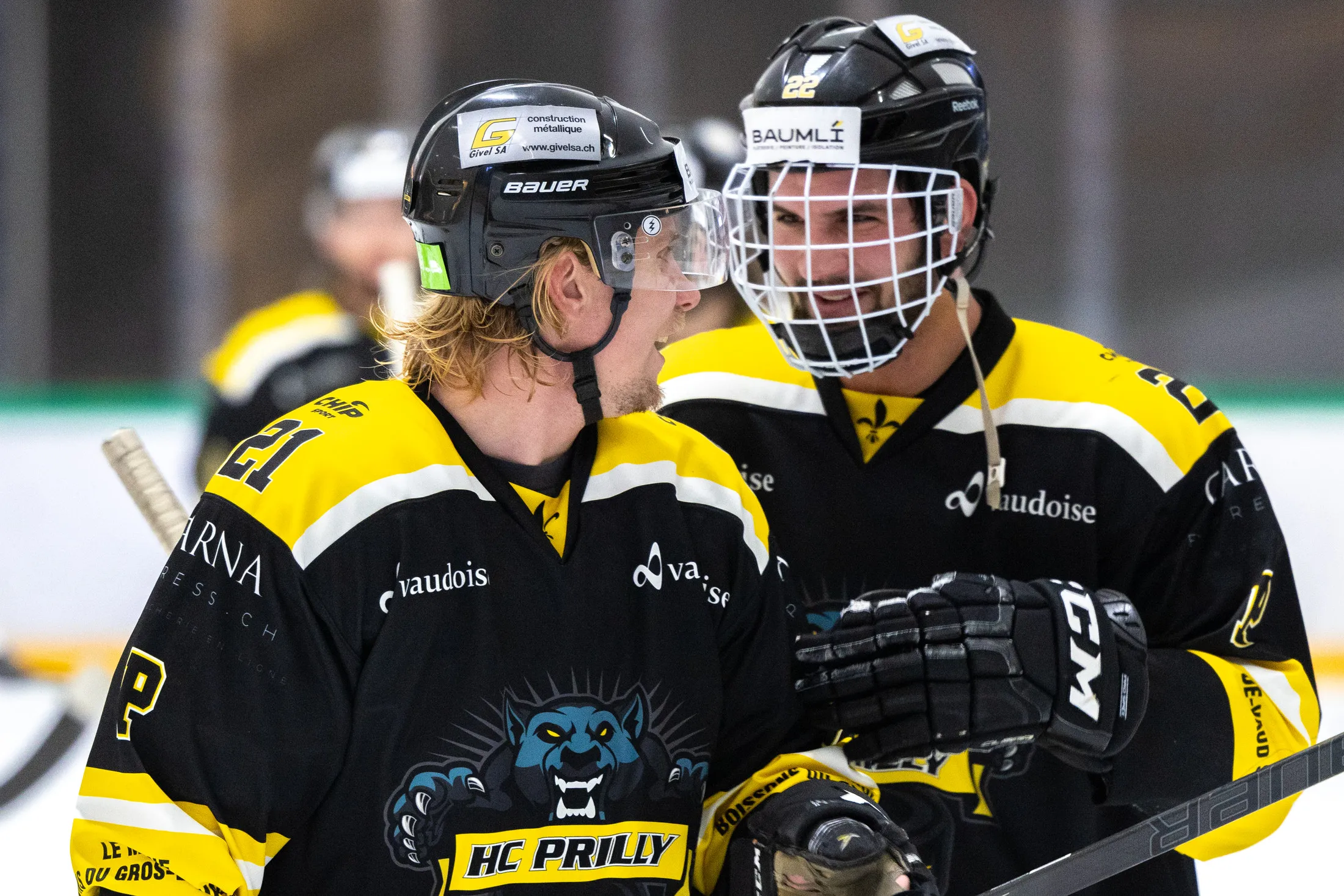 HC Prilly players during an ice hockey game