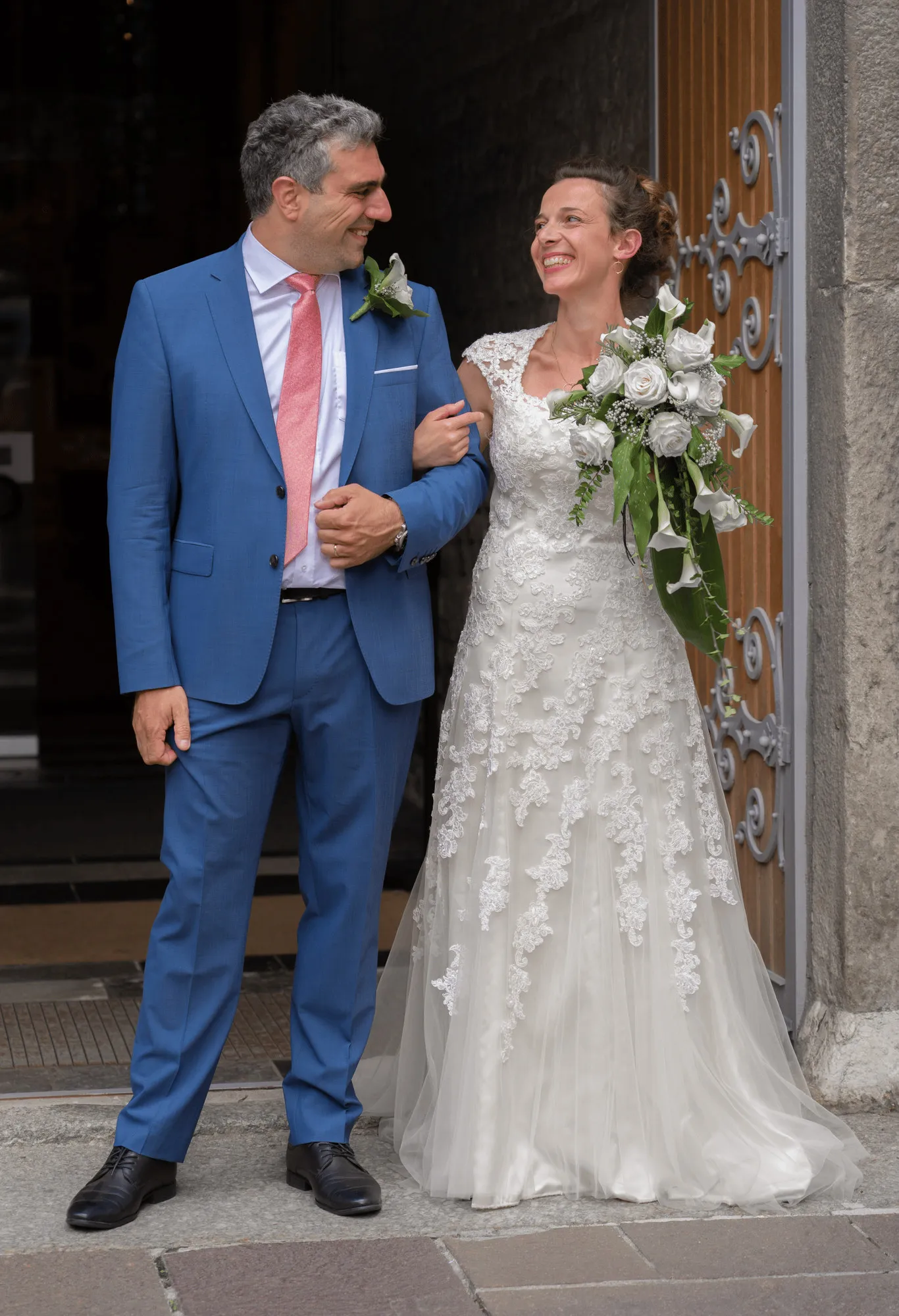 The newlyweds leaving the church