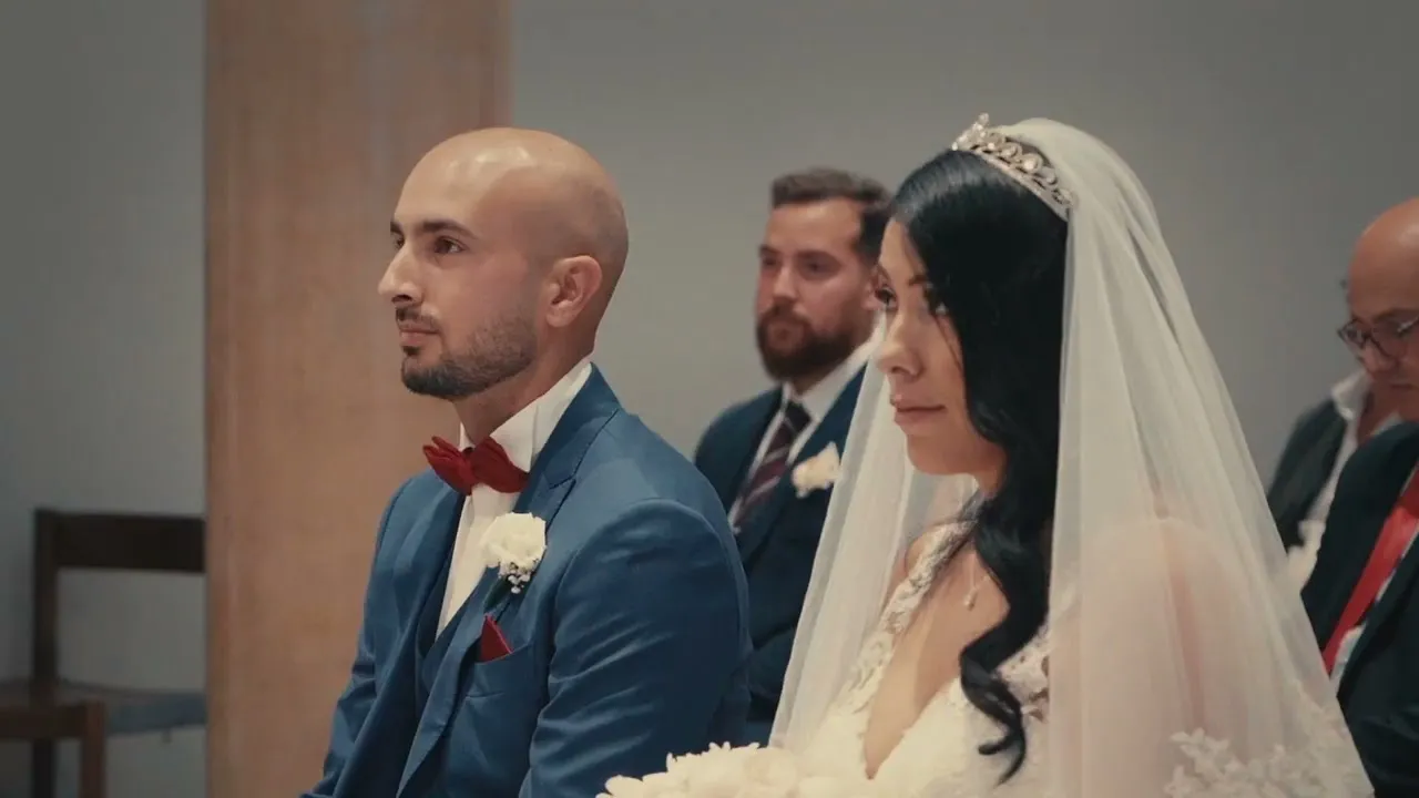 The couple during the church ceremony